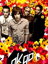 Rare OK Go Signed Promo Poster - 5 autographs    Full Band+ Early 2000s Era