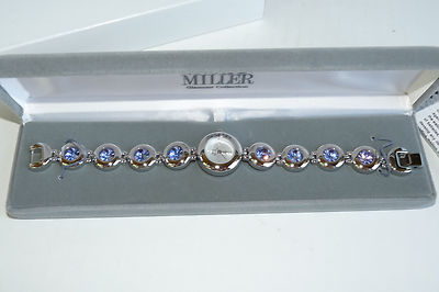 Nolan Miller Glamour Collection Watch Amethyst Purple Stones Bracelet Style  New