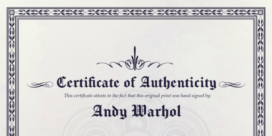 Andy Warhol, Original  Hand-signed Print + COA & Appraisal of $3,500.*