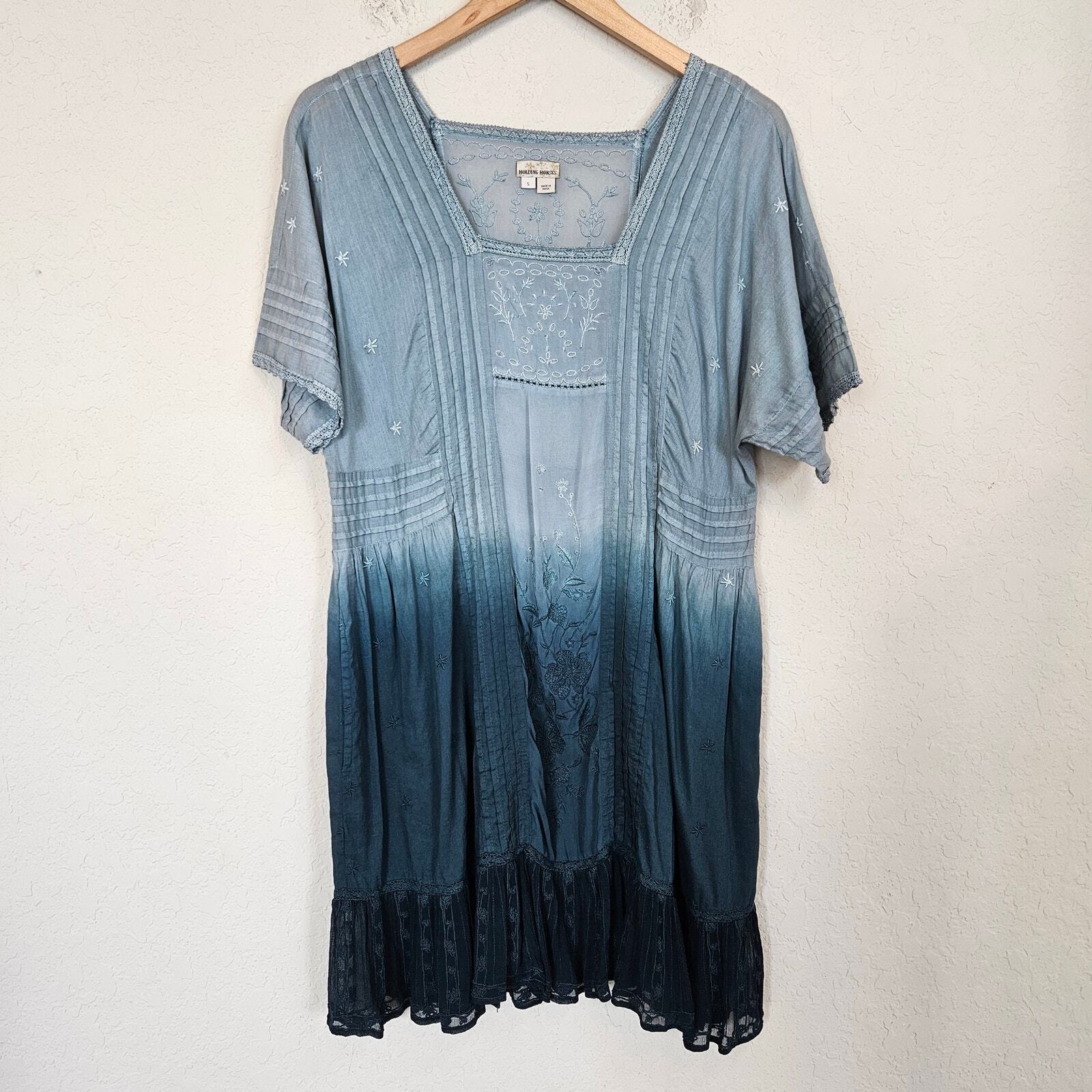 Anthropologie Holding Horses Ocean Dipped Tunic Dress Women's Small Boho Summer