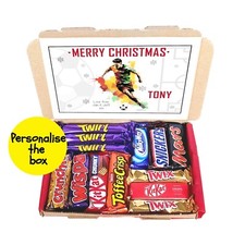 FOOTBALL  CHRISTMAS GIFT CHOCOLATE BOX CARD SWEET HAMPER Personalised Well Soon