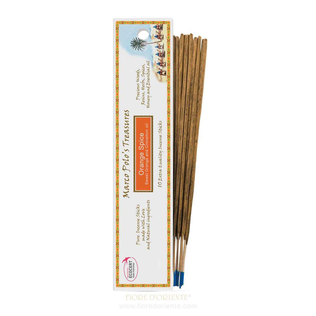 Orange Spice Marco Polo Incense, Incenso Naturale, 10 Bastoncini