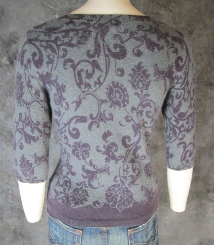 Kenar 100% Cashmere Scroll Print Gray & Blue Cardigan Sweater S (8242) | eBay