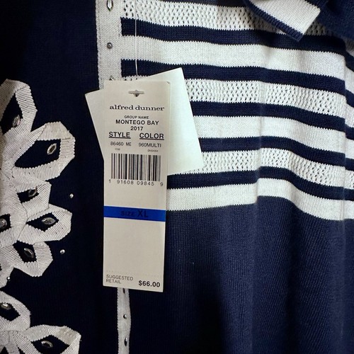 Alfred Dunner Petite women's top sweater striped navy blue size XL - Picture 6 of 8