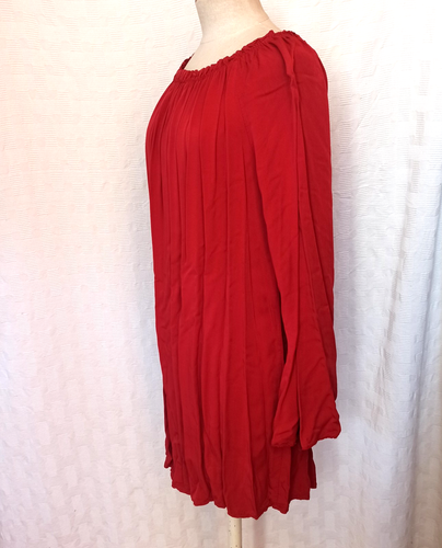 Damen Tunika Kleid C158T Größe 40,42,M Farbe Rot, Carmen Ausschnitt Italy - Bild 2 von 11