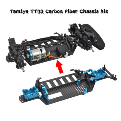 Carbon Chassis Kit w/Alum Steering Arm for Tamiya TT02 TT02S TT