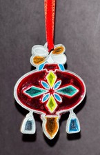 Vintage Stained Glass Suncatcher Christmas Ornament FREE SHIPPING