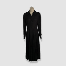 $2250 Michael Kors Women's Black Silk Button-Front Shirt Dress Size 0