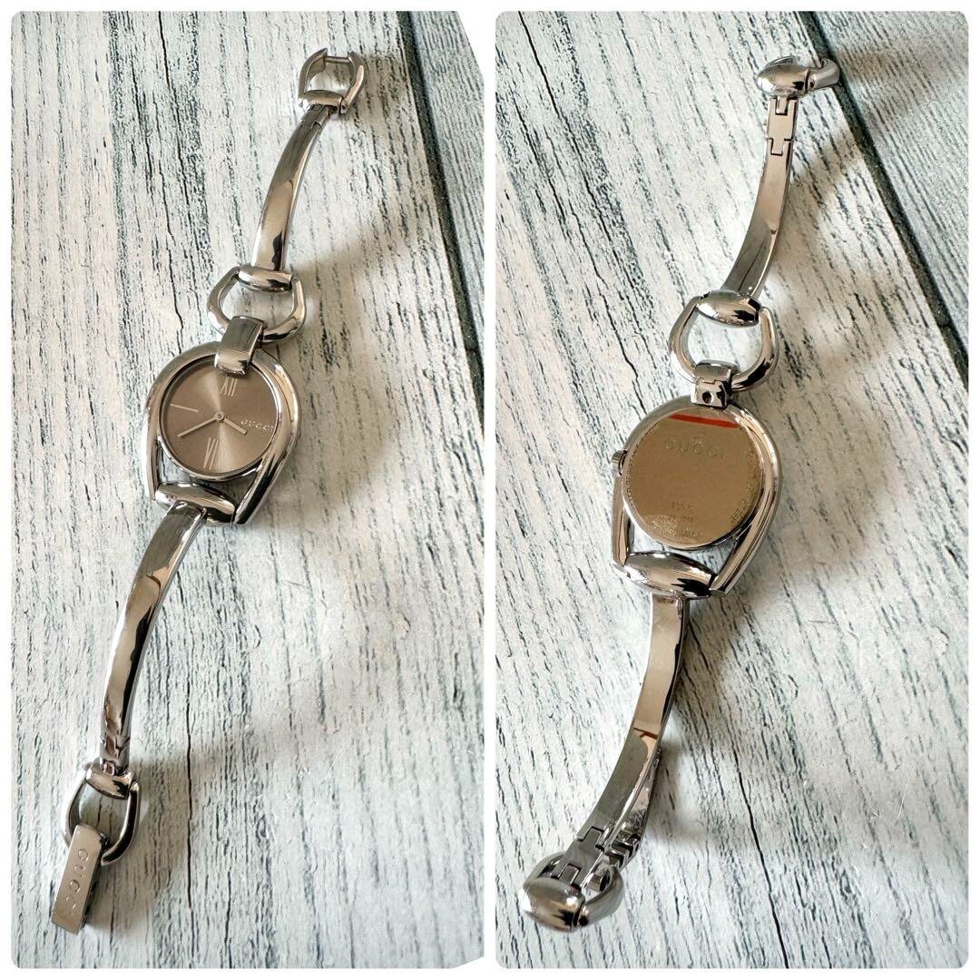 GUCCI Watch 139.5 Horsebit Brown Bangle Rare Used Japan Check