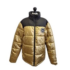 Just Hype Gold Black Puffer Jacket Padded Uk Women's 14 Eu 42 Zz400