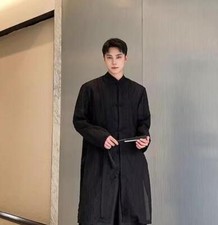 Korean version Summer Fashionable Stand Collar Button Long Sleeve Shirt for Men