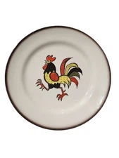Vintage 1950s Poppytrail Metlox 10" Red Rooster Dinner Plate