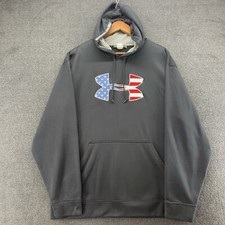 Under Armour BFL Freedom Stars Stripes USA Big Flag Logo Hoodie Men's Large EUC