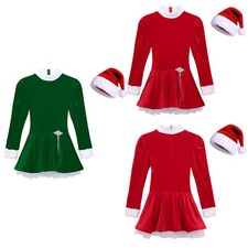 Womens Dresses Mrs. Claus Dress Santa Christmas Costume Tutu Skirts Outfits Set