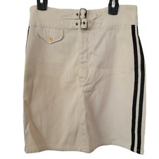 Ralph Lauren Vintage Blue Beige Striped Skirt Womens 4