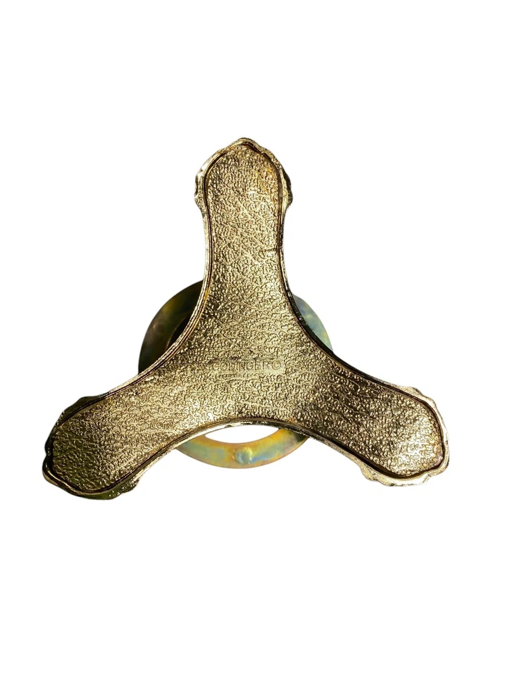 Godinger Dublin Goldtone and Crystal Hurricane Candle Holder w/stand Vintage - Image 3 of 4