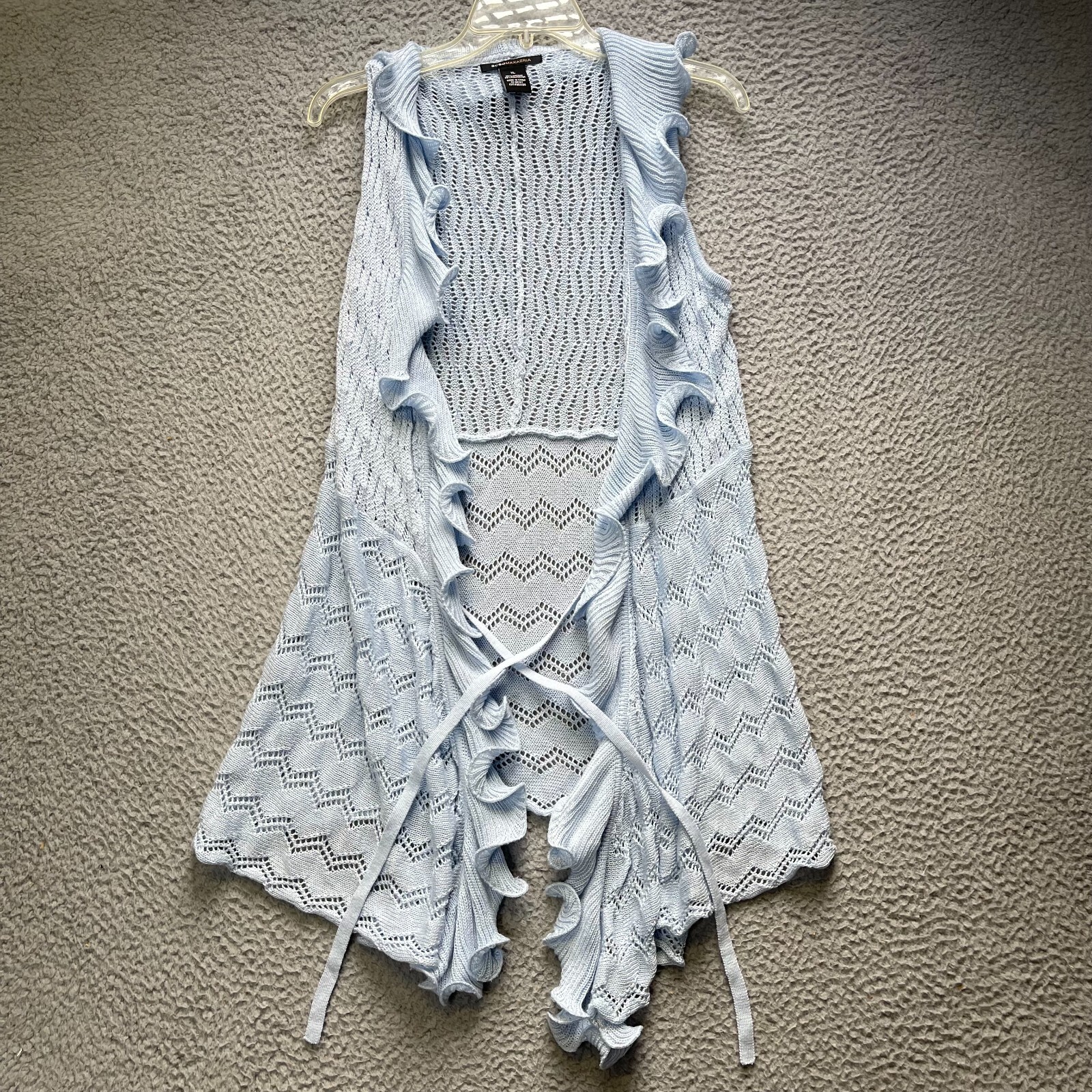 Cardigan Womens XL Blue Wrap Knitted Sleeveless BCBG Maxazia-image