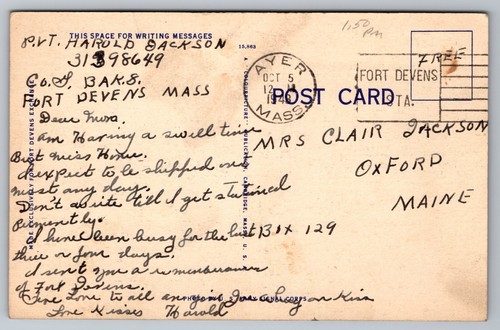 Postcard Passing in Review John Jacob Rogers Parade Ground Fort Devens MA Posted - Picture 2 of 2