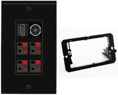 RiteAV 4 Speaker 1 Toslink HD Wall Plate - Bracket [Black/Black]