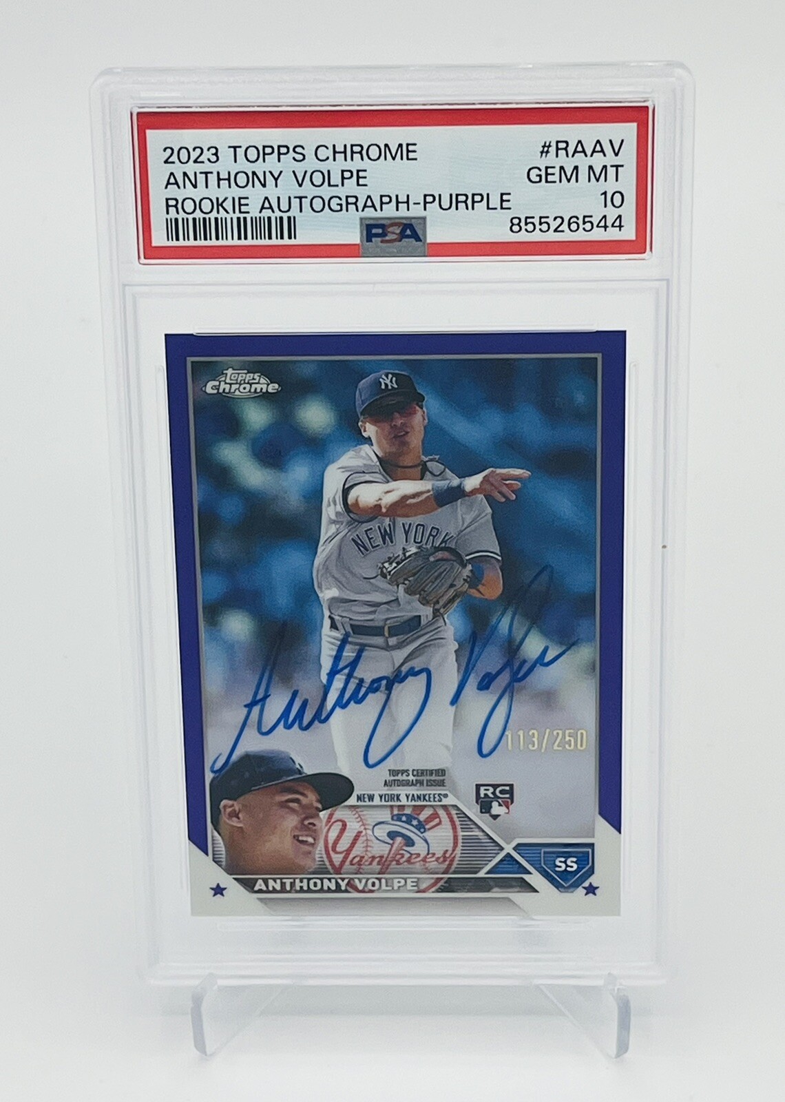 2023 Topps Chrome Anthony Volpe Rookie Auto Purple /250 Pop 2.