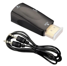 HDMI Male to Gold-Plated VGA Female Adapter w/ 3.5mm Audio Port f PC/Laptop/HDTV