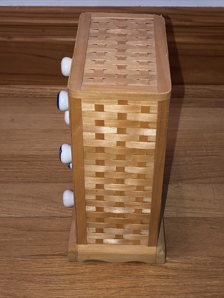 Gabinete de madera boticario medicina caja de almacenamiento organizador de costura de mimbre 6 cajones Foto 4 de 4