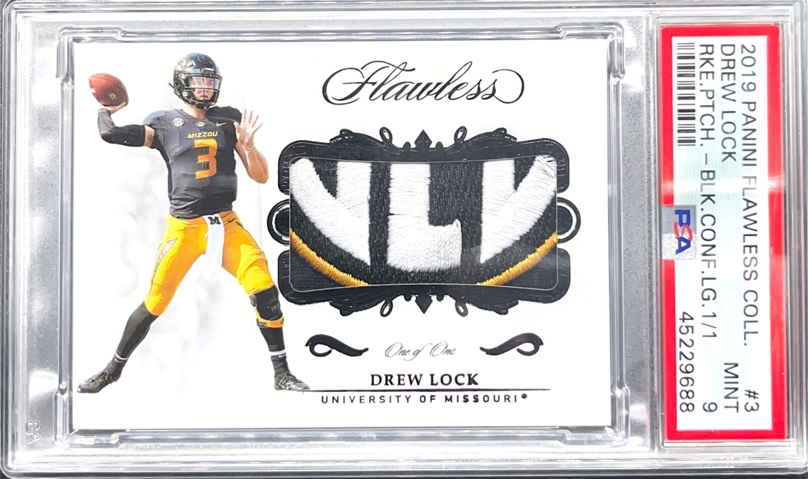 Drew Lock Panini Flawless Collegiate Rookie Patches #3 Black Conference Logo 1/1