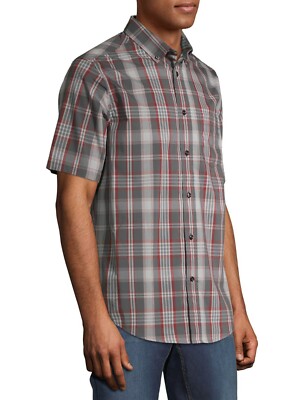 George Men's Short Sleeve Button Down Shirt SMALL (34-36) Grey