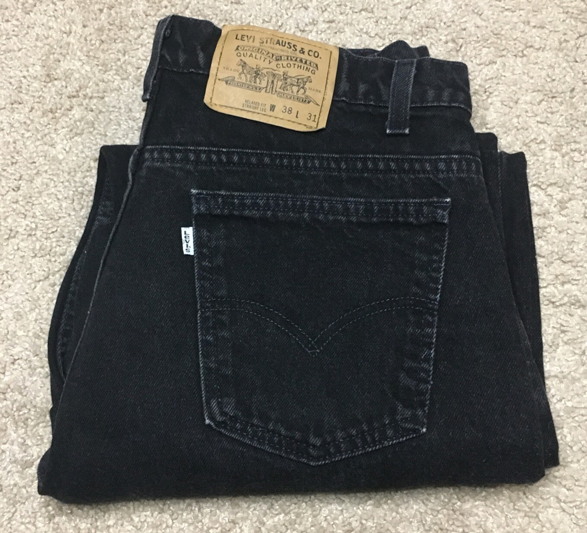 Vintage Levi's 553 Relaxed Fit Straight White Tab Black Jeans