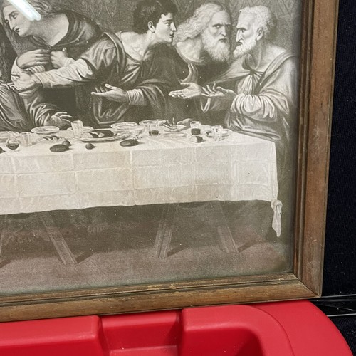 Antigua impresión enmarcada en madera La Última Cena de Jesucristo Leonardo DiVinci blanco y negro - Imagen 7 de 20