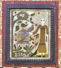 ELIZABETH--Bird Cage--Blue Birds--Nest w/ Eggs--Counted Cross Stitch Pattern