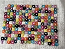 Handmade button quilted placemat doily table mat table runner 20 x 28 inches