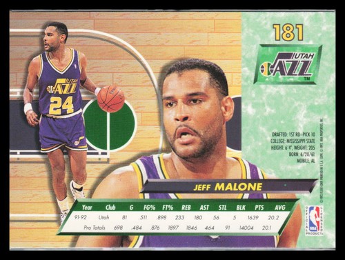 1992-93 Fleer Ultra Jeff Malone #181 - Picture 2 of 2
