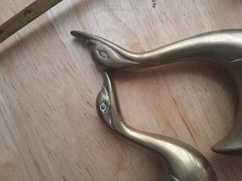 Brass Swan Duck Figurines Paper Weight Door Stop 6 3 Long Tall 4".tall 2.75 Long - Picture 21 of 23