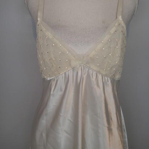 Oscar de la Renta Pink Label Satin & Lace Nightgown Chemise Slip sz M babydoll - Picture 2 of 15