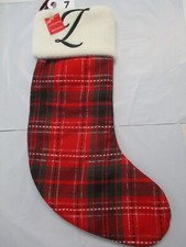 WONDERSHOP TARGET TARTAN RED CHRISTMAS STOCKING LETTER Z MONOGRAM RED 18" NEW