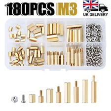 180PC M3 Male Female Brass Hex Pillar Standoff Spacer PCB Board Screw Nuts Kit