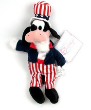 Disney Store Uncle Sam Goofy July 4th Stars  Stripes Plush Bean Bag w/ Tags