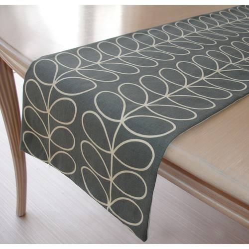 48" Coffee Table Runner 4ft Orla Kiely Linear Stem Cool Grey and Cream 120cm - Picture 2 of 3