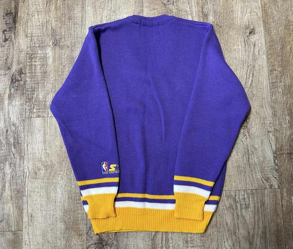 Vintage 90s Starter Los Angeles Lakers Acrylic Knitted Sweater Size Small - Image 3 of 4
