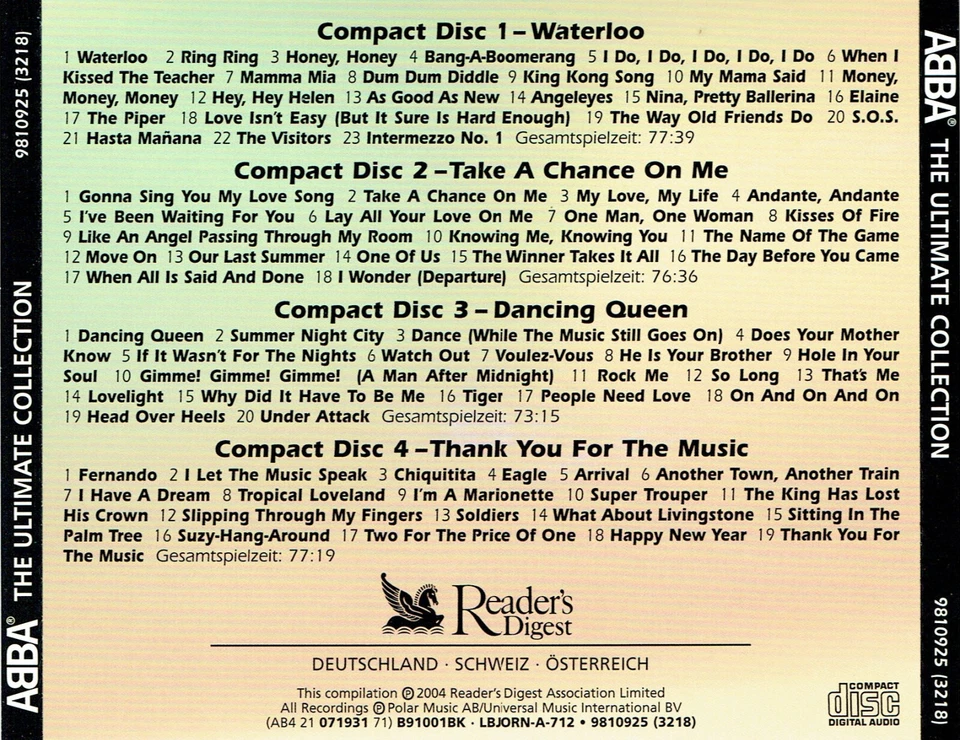 (4CDs) ABBA - The Ultimate Collection - Dancing Queen, Chiquitita, Waterloo - Bild 2 von 2