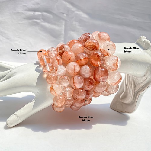 Pulsera para mujer de cuarzo rosa elástico con piedras preciosas redondas de cuarzo del Himalaya - Imagen 3 de 5