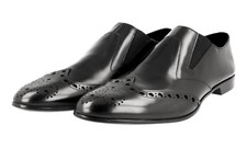 PRADA Leather Flexible Loafer Rubber Cap Dress Shoes Black NEW -  US 11 EU 44