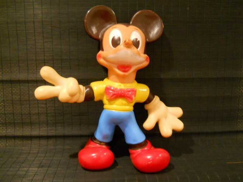 MICKEY MOUSE 11" TALL, VINTAGE WALT DISNEY PRODUCTIONS MADE IN ITALY, VINYL RARE