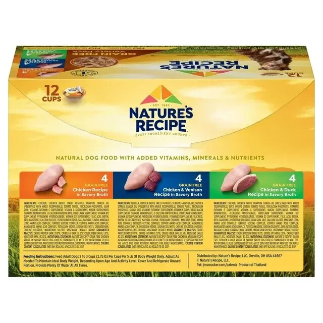 2.75oz, Pack of 12. Nature's Recipe Grain Free Chicken Variety Pack Wet