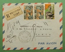 DR WHO 1969 GABON POSTE AÉRIENNE ENREGISTRÉE MAYUMBA VERS FRANCE w31530