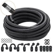 6AN 20 FT Fuel Line Kit Stainless Steel Nylon Braided 12 Hose End Fitting