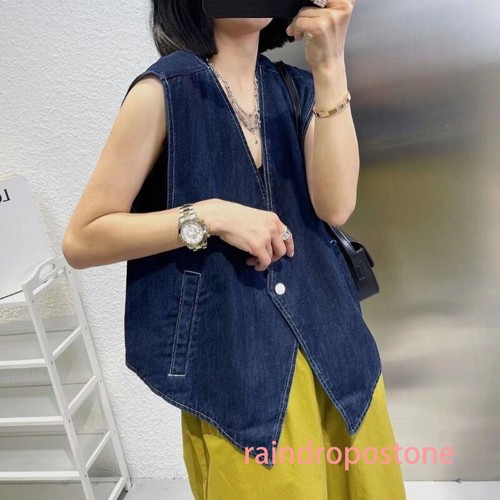 Damen Jeans Weste Weste Gilets Ärmellos Mantel Jacke V-Ausschnitt Strickjacken Freizeit - Bild 6 von 17