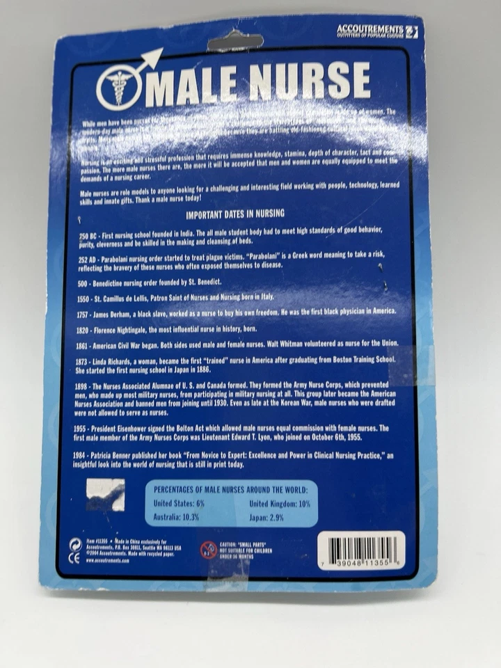 Figura de acción de enfermera masculina Accoutrements nueva en caja divertida coleccionable 2003 Foto 4 de 4