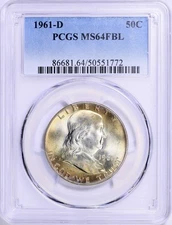 1961-D Franklin Half Dollar MS64 FBL PCGS Blue Label